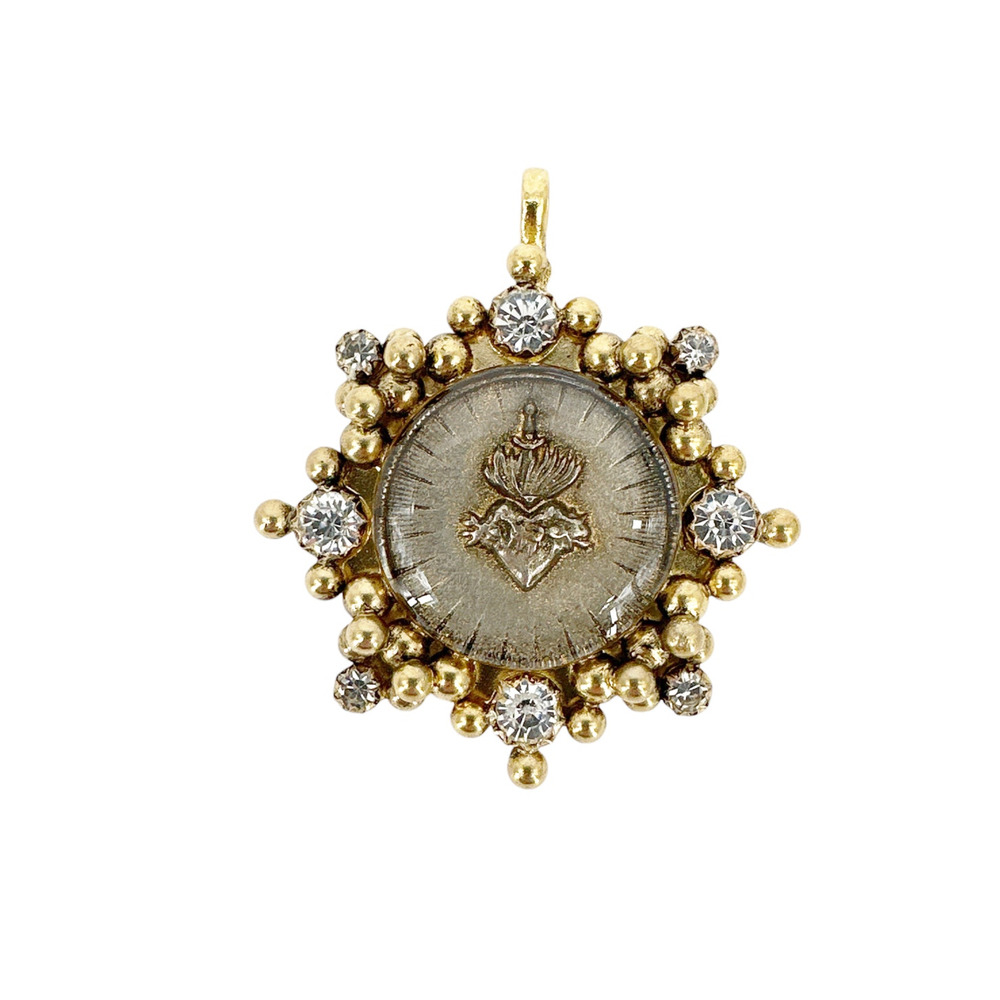 VIRGINS SAINTS & ANGELS VSA Cloister Sacred Heart Medallion in Gold - Picture 3 of 5